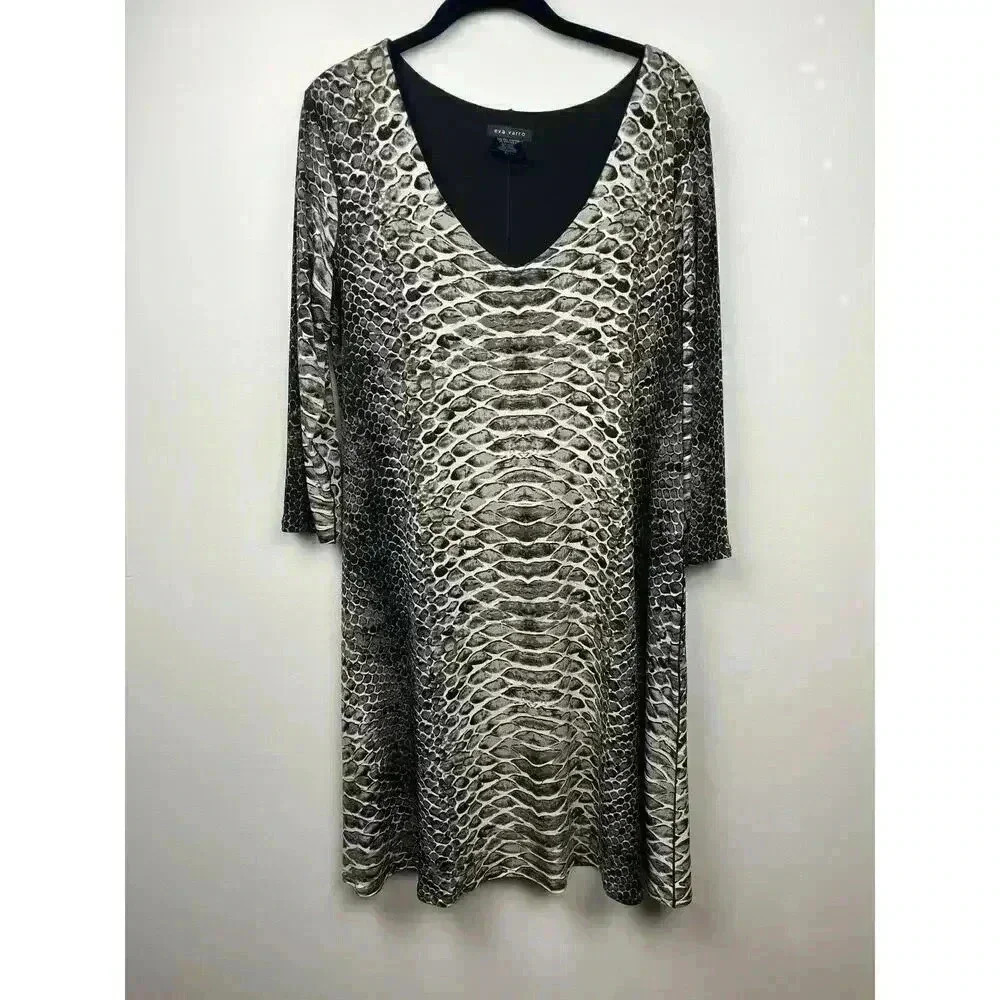 Eva Varro Snakeskin Print Midi Dress - size Large